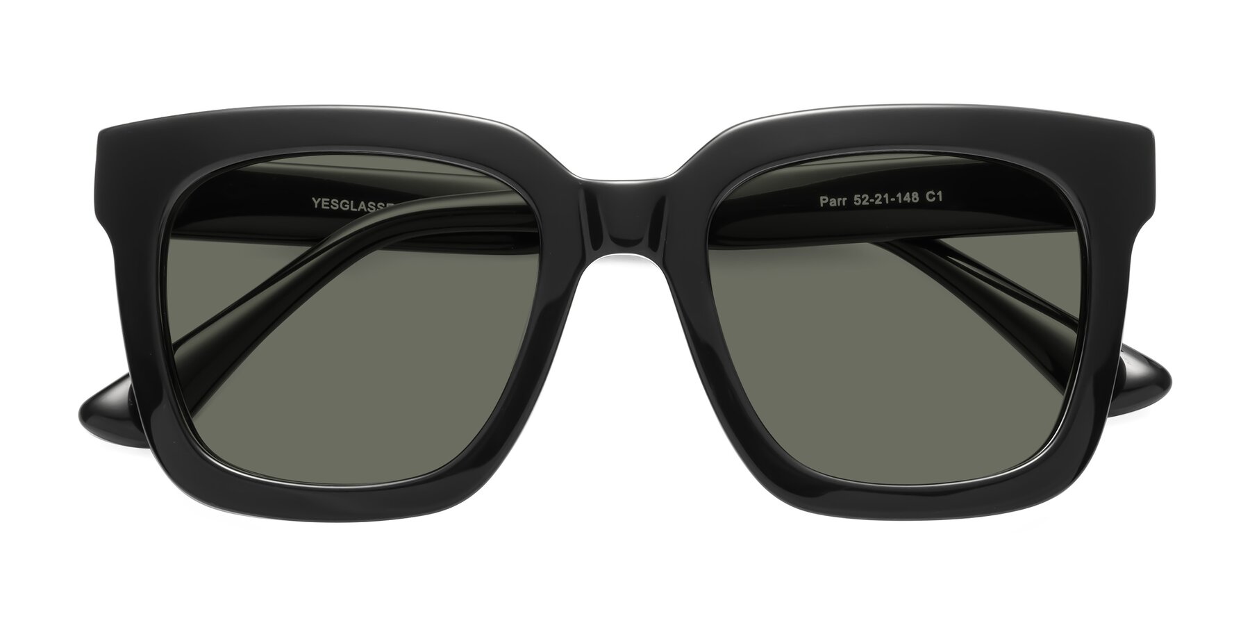Folded Front of Parr in Black with Gray Polarized Lenses