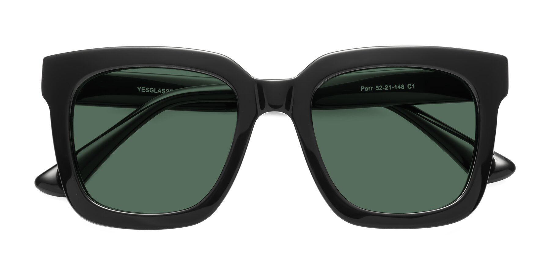 Folded Front of Parr in Black with Green Polarized Lenses