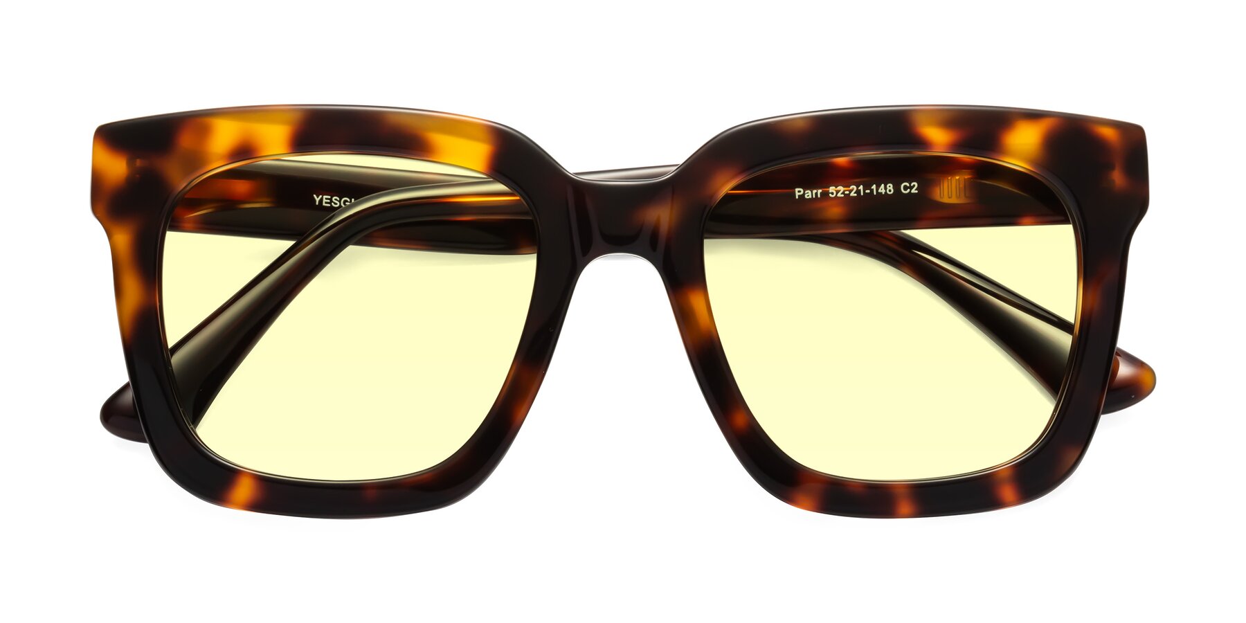 Folded Front of Parr in Tortoise with Light Yellow Tinted Lenses