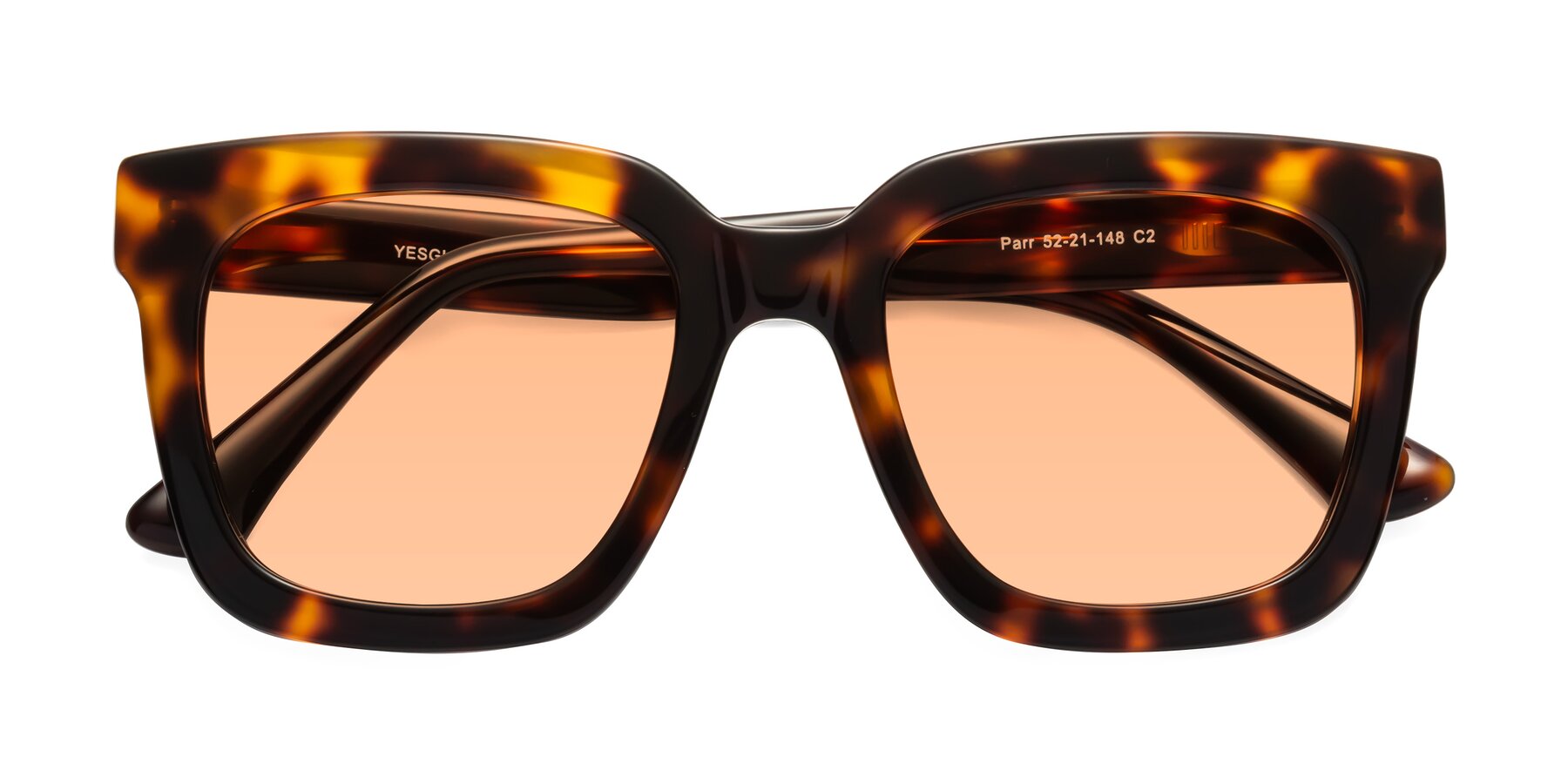 Folded Front of Parr in Tortoise with Light Orange Tinted Lenses