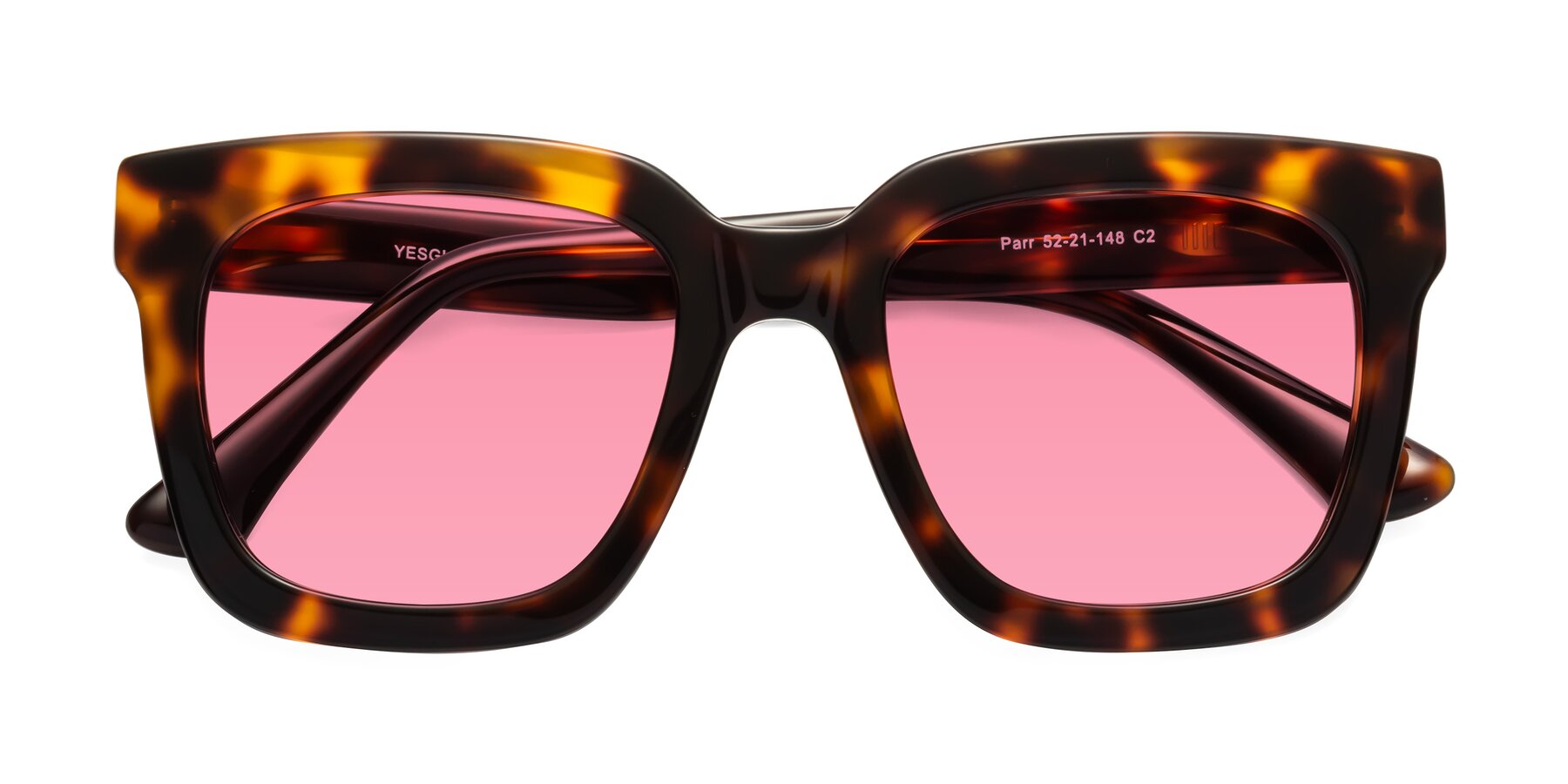 Folded Front of Parr in Tortoise with Pink Tinted Lenses
