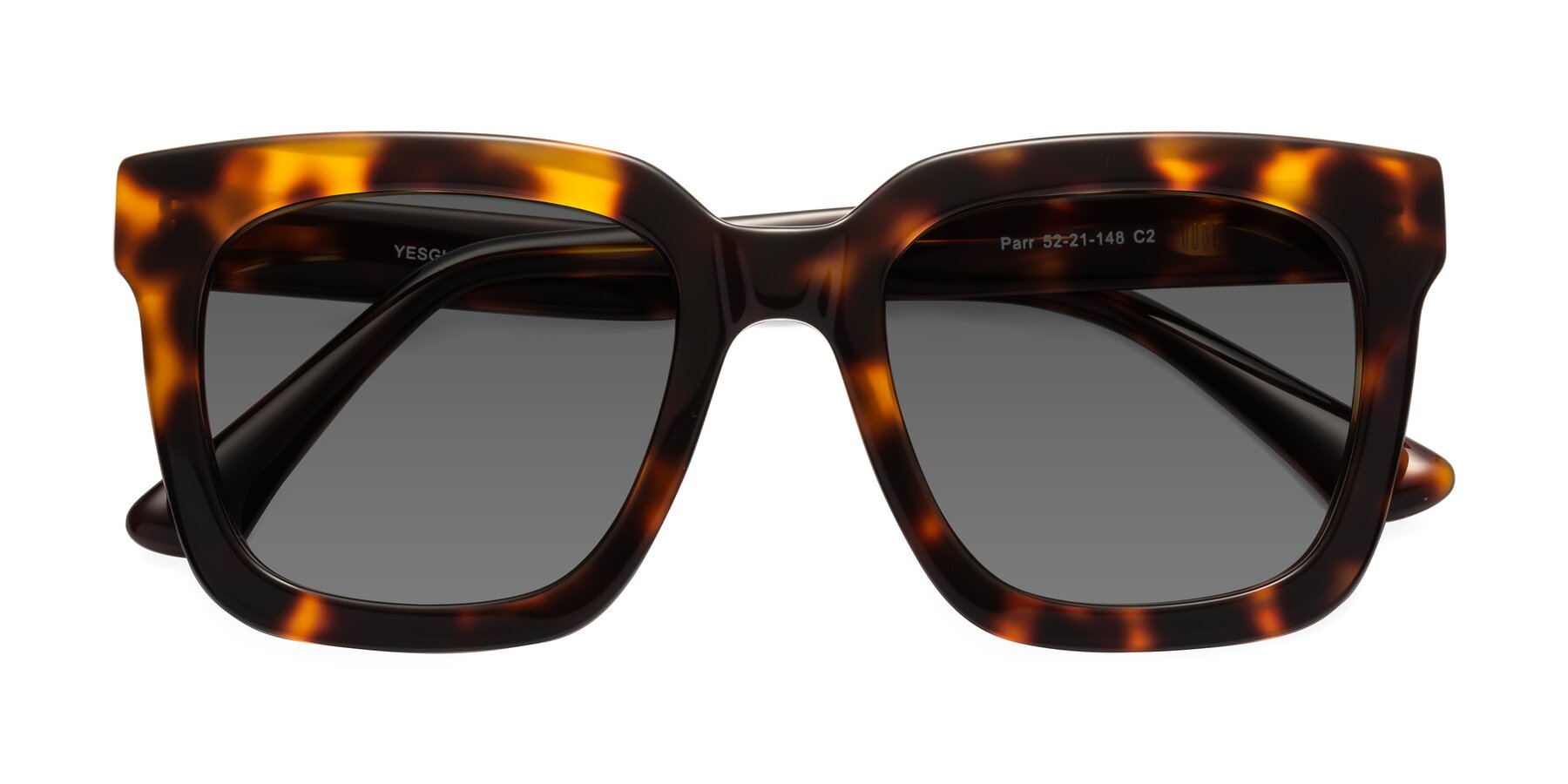 Folded Front of Parr in Tortoise with Medium Gray Tinted Lenses