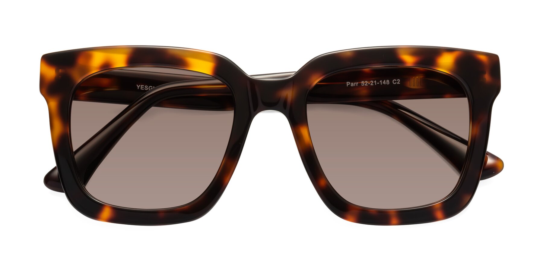 Folded Front of Parr in Tortoise with Medium Brown Tinted Lenses