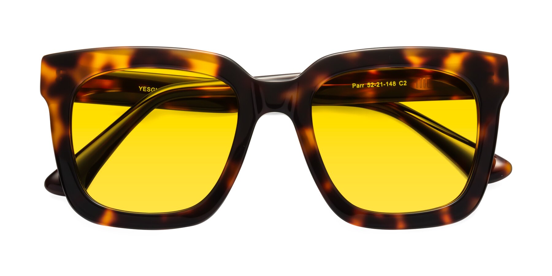 Folded Front of Parr in Tortoise with Yellow Tinted Lenses