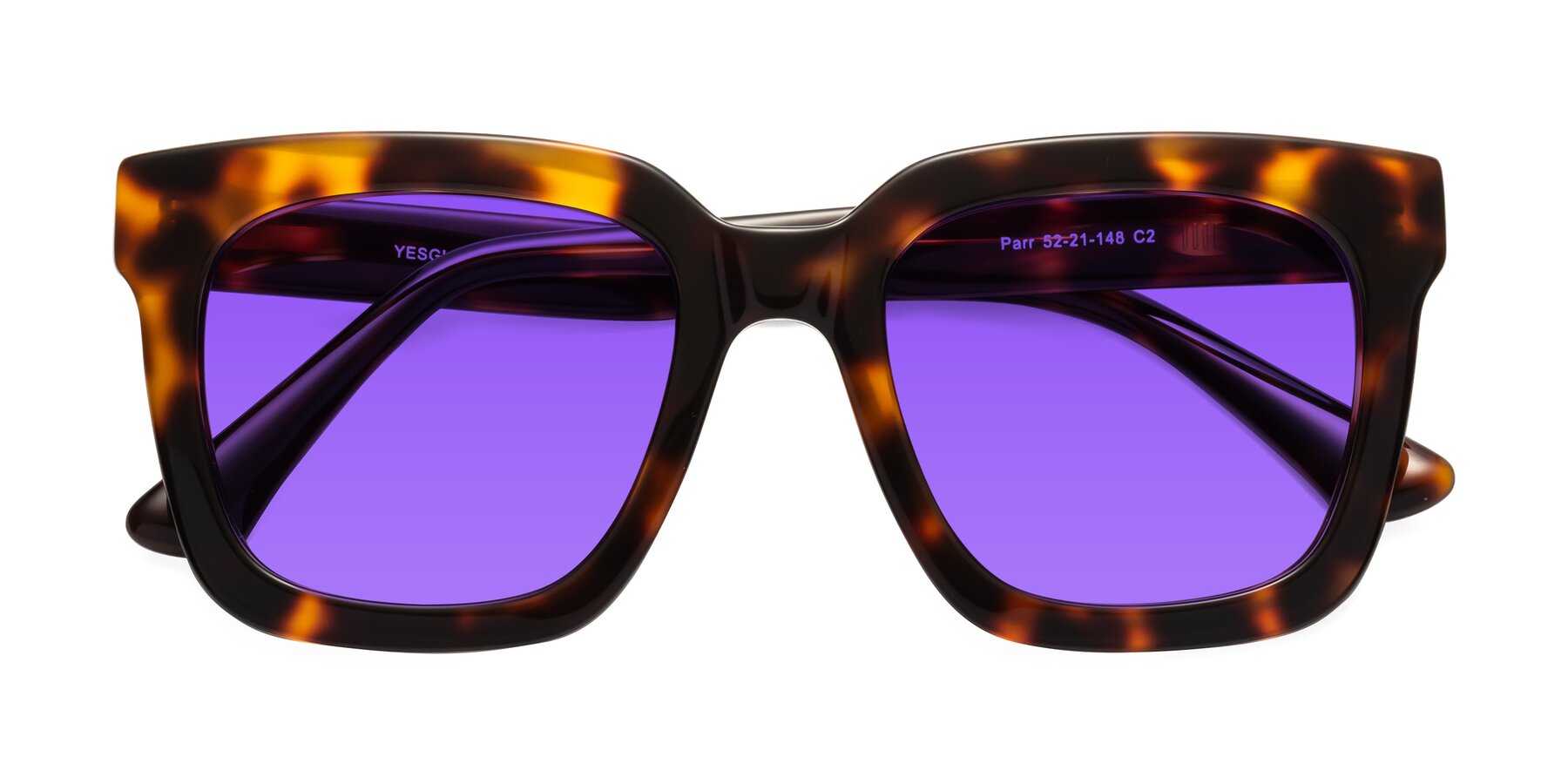 Folded Front of Parr in Tortoise with Purple Tinted Lenses