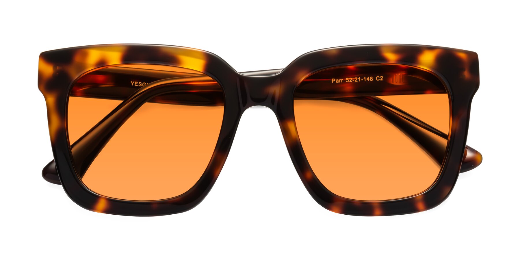 Folded Front of Parr in Tortoise with Orange Tinted Lenses
