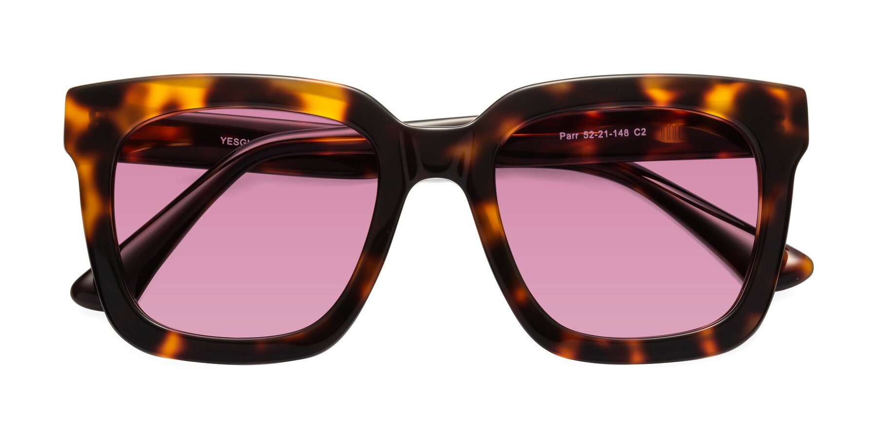 Folded Front of Parr in Tortoise with Medium Wine Tinted Lenses