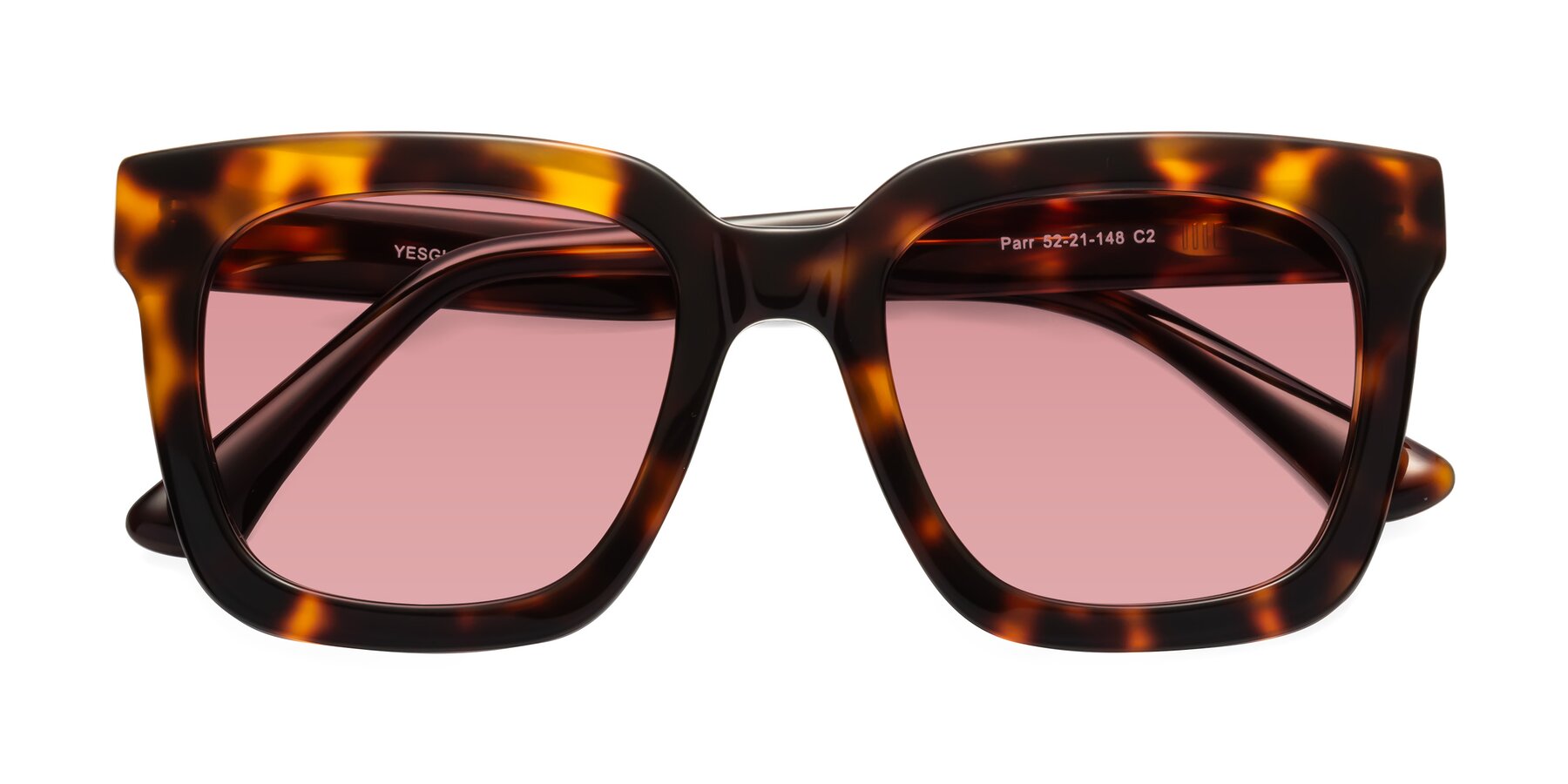 Folded Front of Parr in Tortoise with Medium Garnet Tinted Lenses