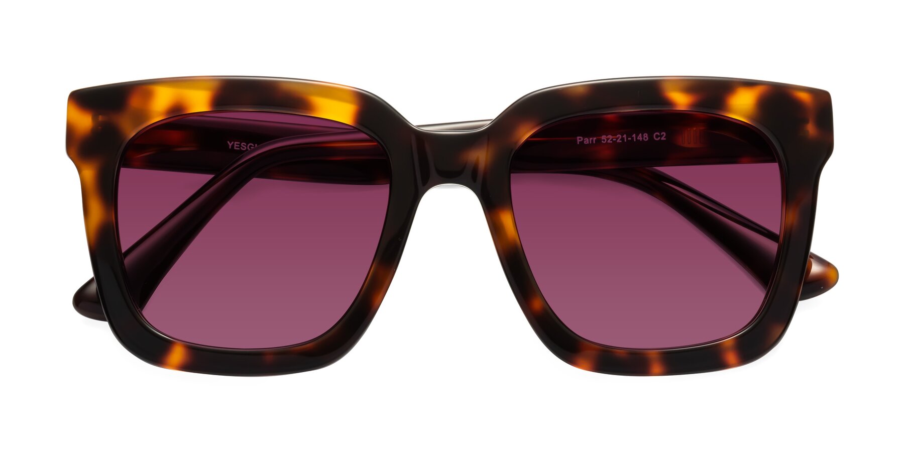 Folded Front of Parr in Tortoise with Wine Tinted Lenses