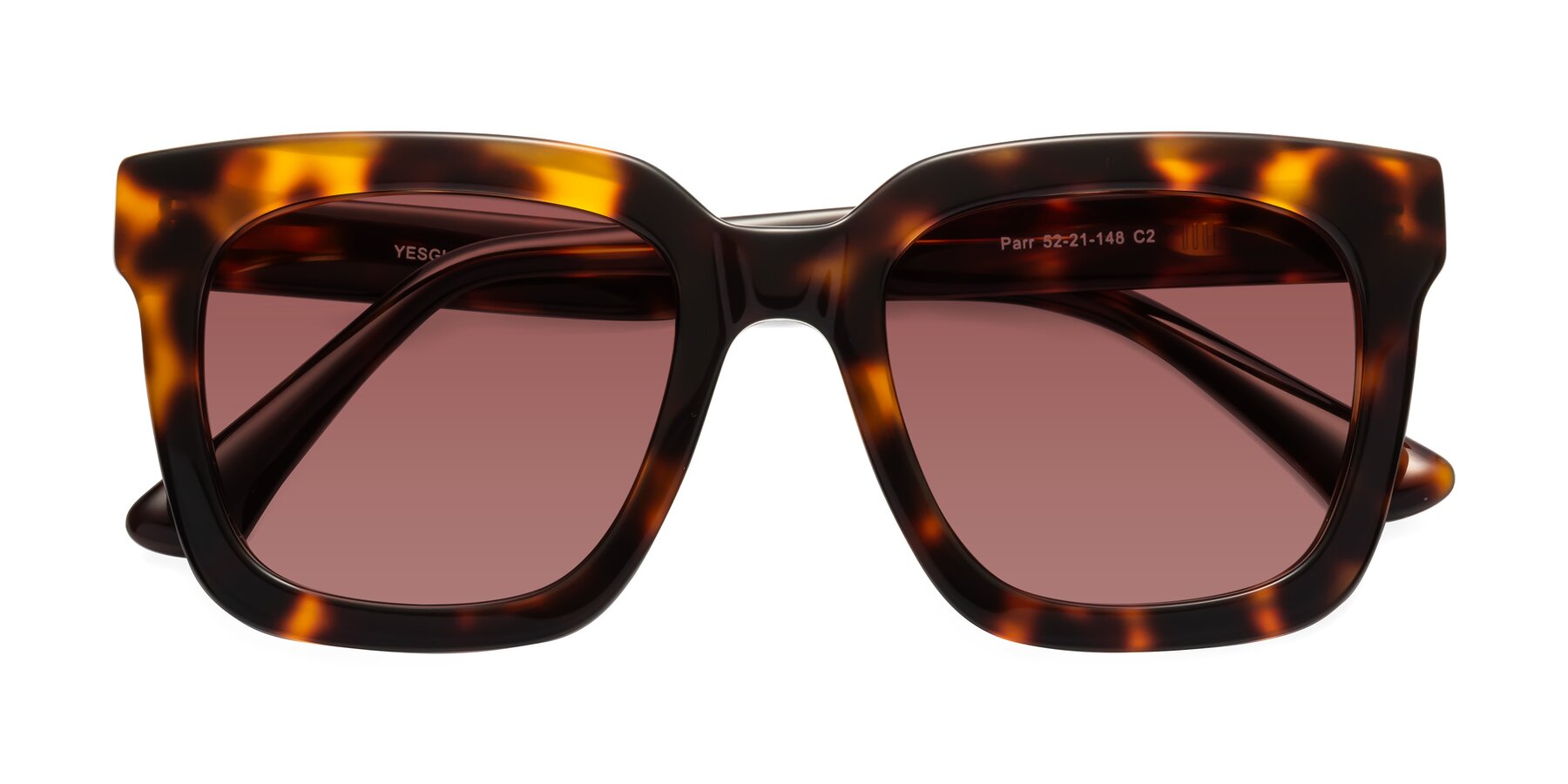 Folded Front of Parr in Tortoise with Garnet Tinted Lenses