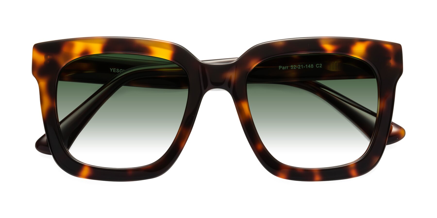 Folded Front of Parr in Tortoise with Green Gradient Lenses