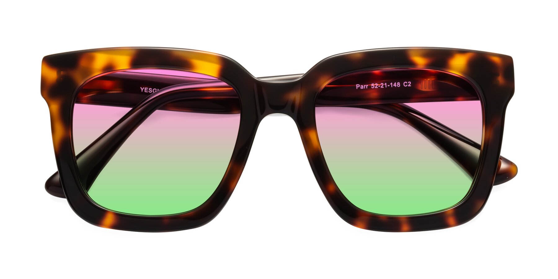 Folded Front of Parr in Tortoise with Pink / Green Gradient Lenses