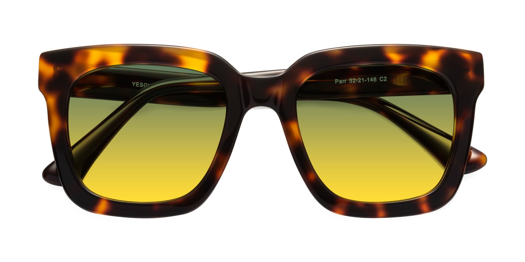 Folded Front of Parr in Tortoise with Green / Yellow Gradient Lenses