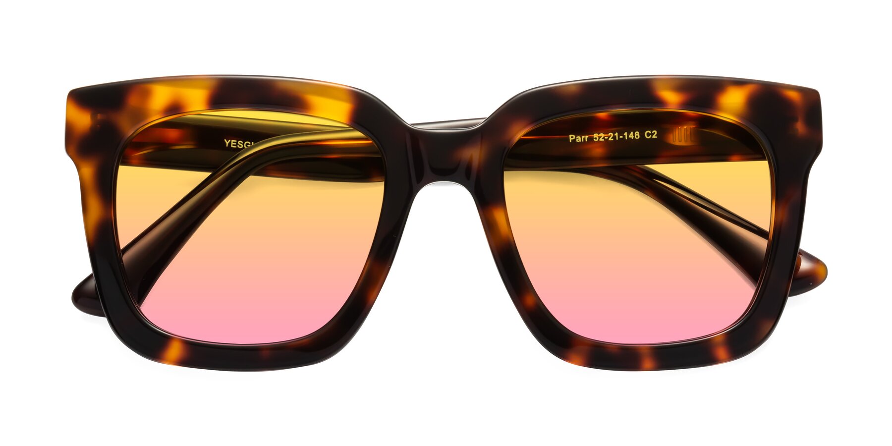 Folded Front of Parr in Tortoise with Yellow / Pink Gradient Lenses