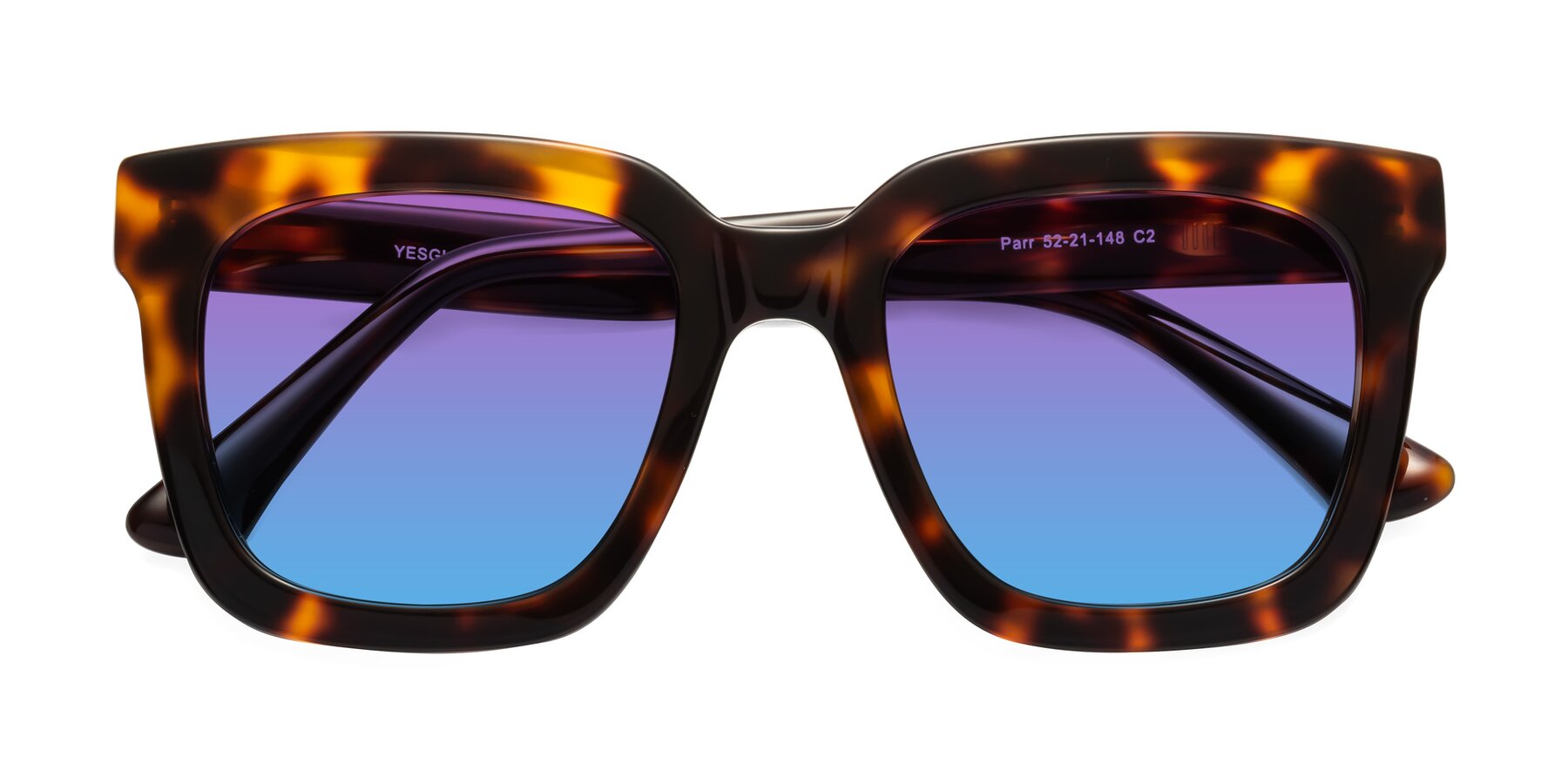 Folded Front of Parr in Tortoise with Purple / Blue Gradient Lenses
