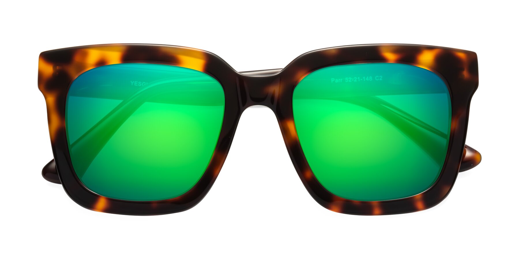 Folded Front of Parr in Tortoise with Green Mirrored Lenses