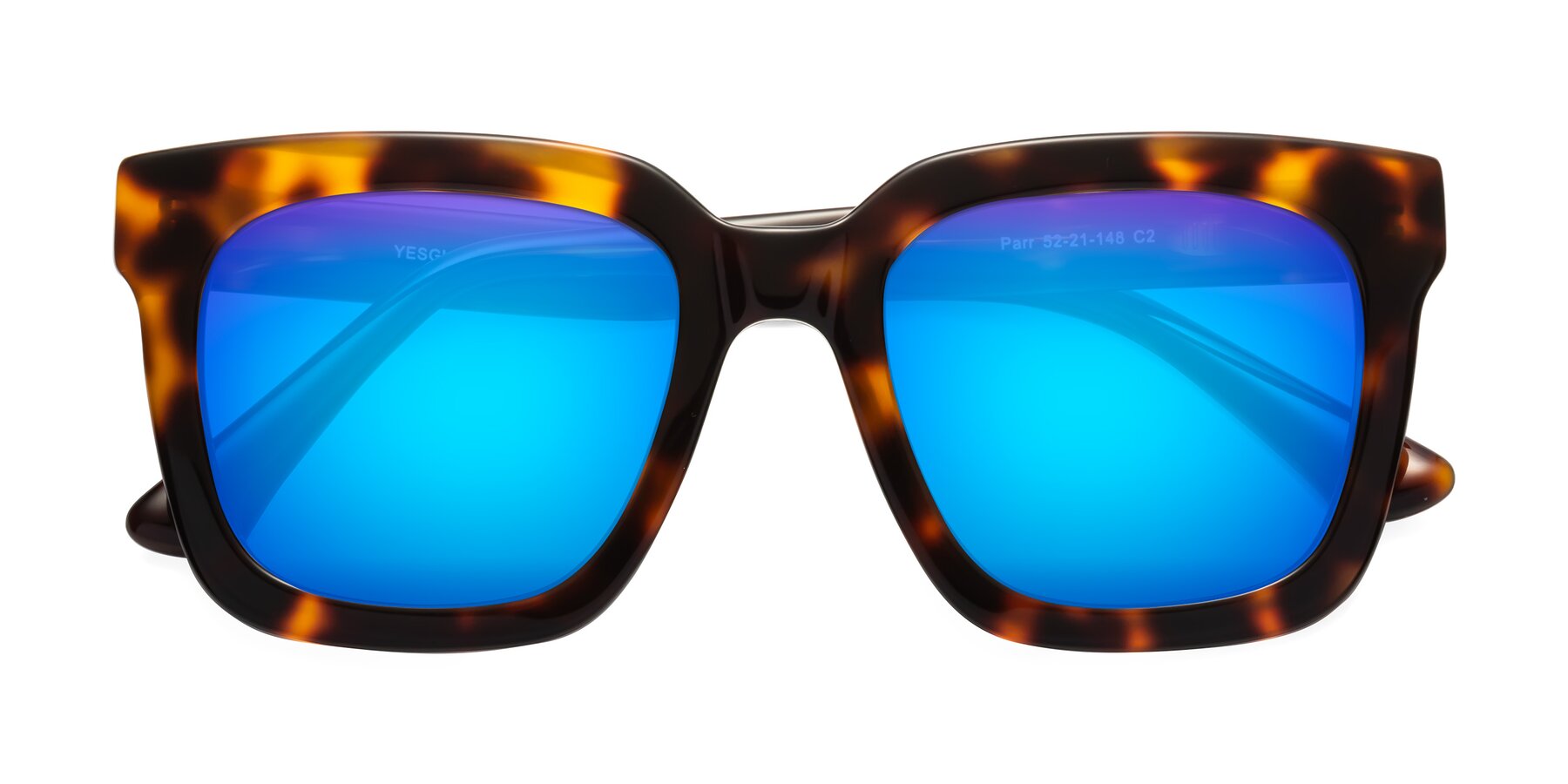 Folded Front of Parr in Tortoise with Blue Mirrored Lenses
