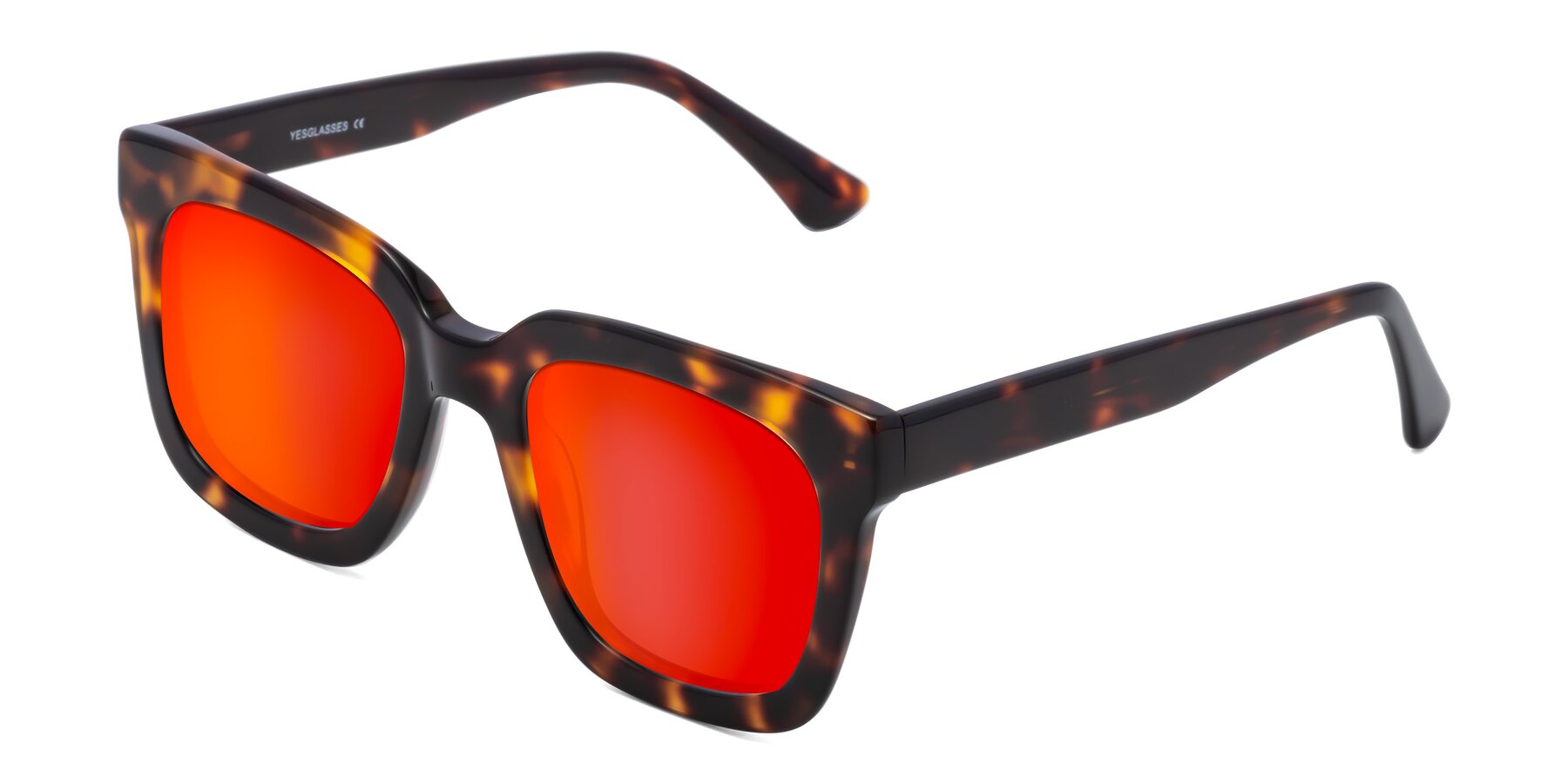 Angle of Parr in Tortoise with Red Gold Mirrored Lenses