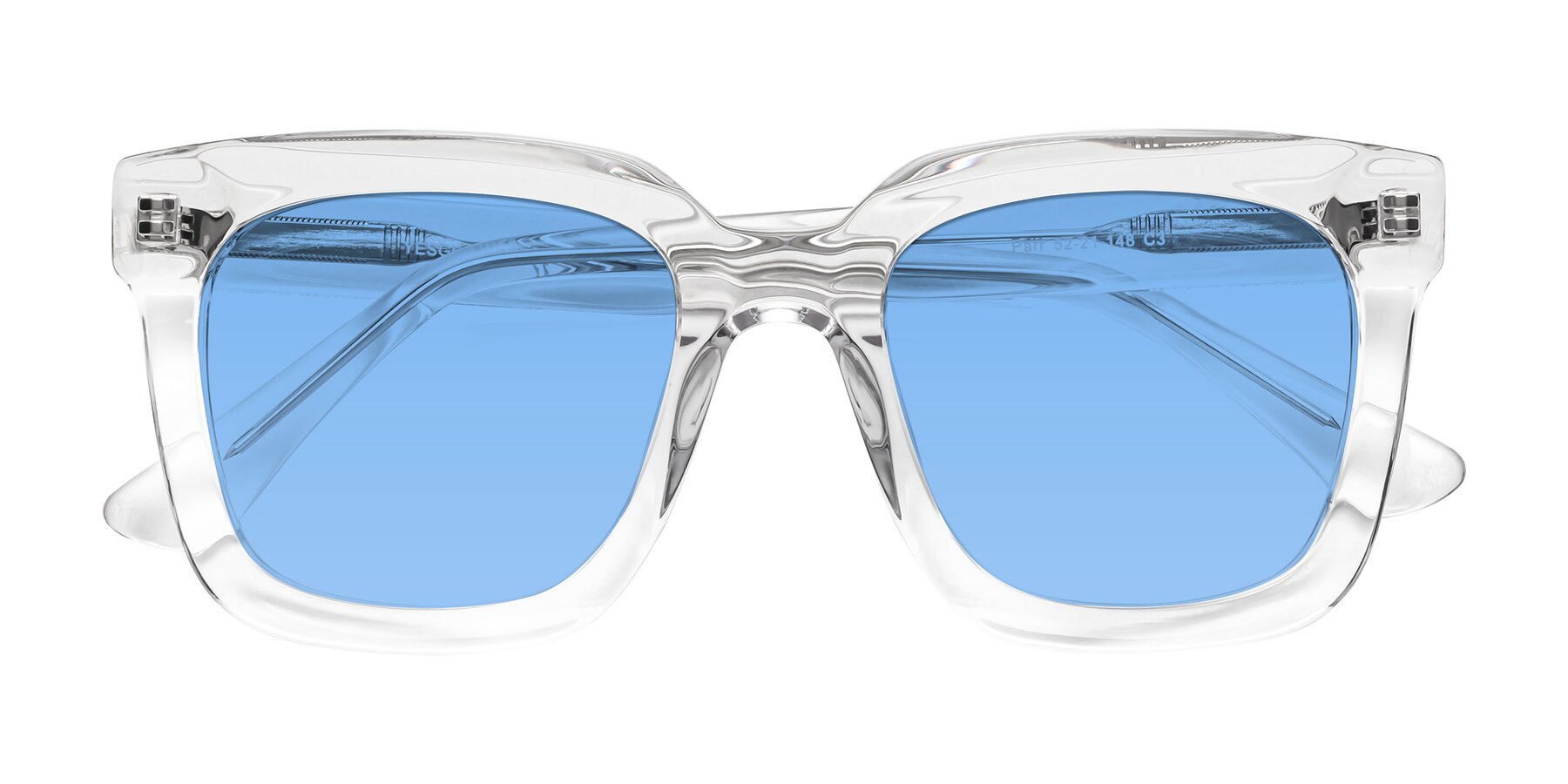 Folded Front of Parr in Clear with Medium Blue Tinted Lenses