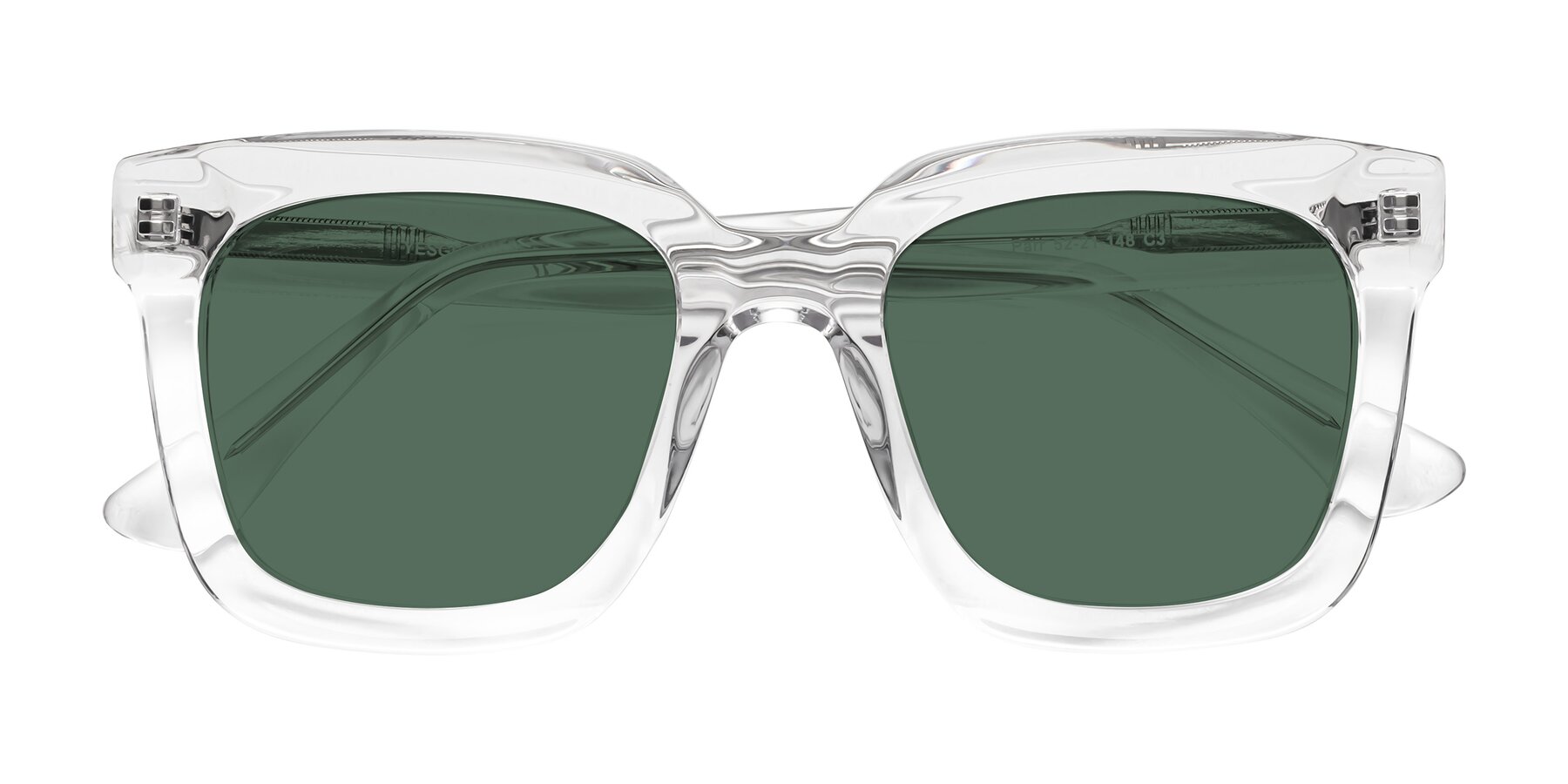 Folded Front of Parr in Clear with Green Polarized Lenses