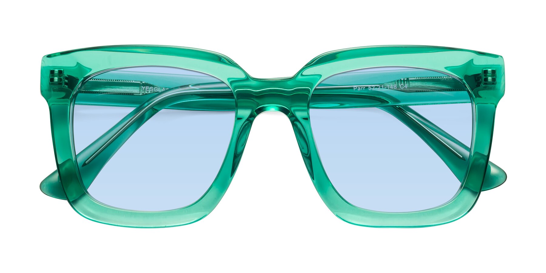 Folded Front of Parr in Green with Light Blue Tinted Lenses