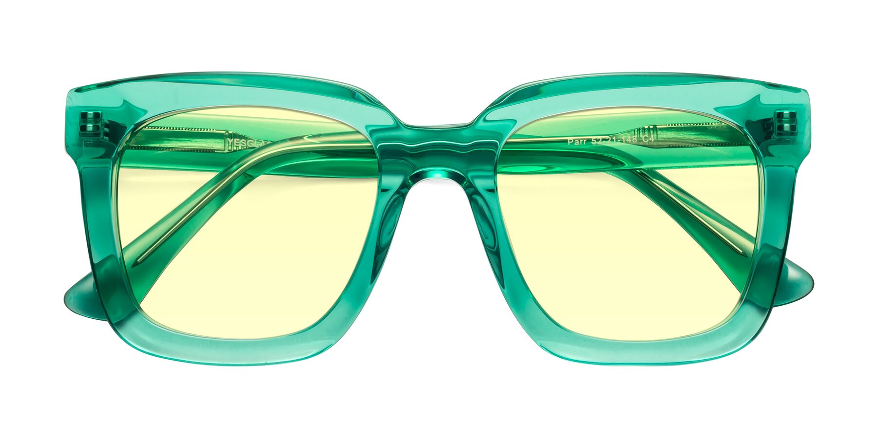 Folded Front of Parr in Green with Light Yellow Tinted Lenses