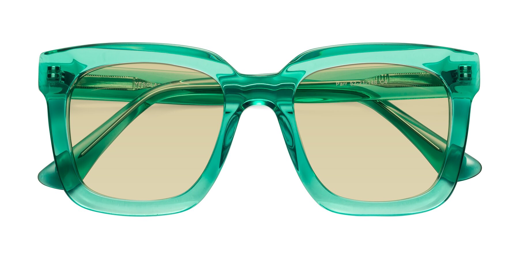 Folded Front of Parr in Green with Light Champagne Tinted Lenses