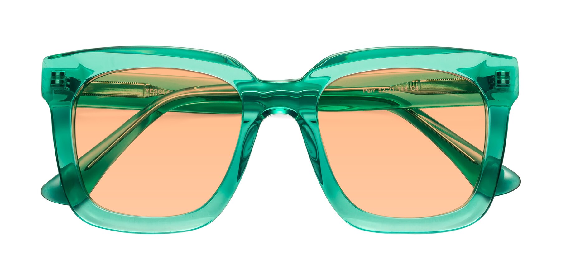 Folded Front of Parr in Green with Light Orange Tinted Lenses