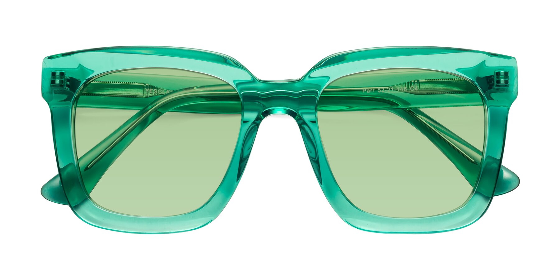 Folded Front of Parr in Green with Medium Green Tinted Lenses