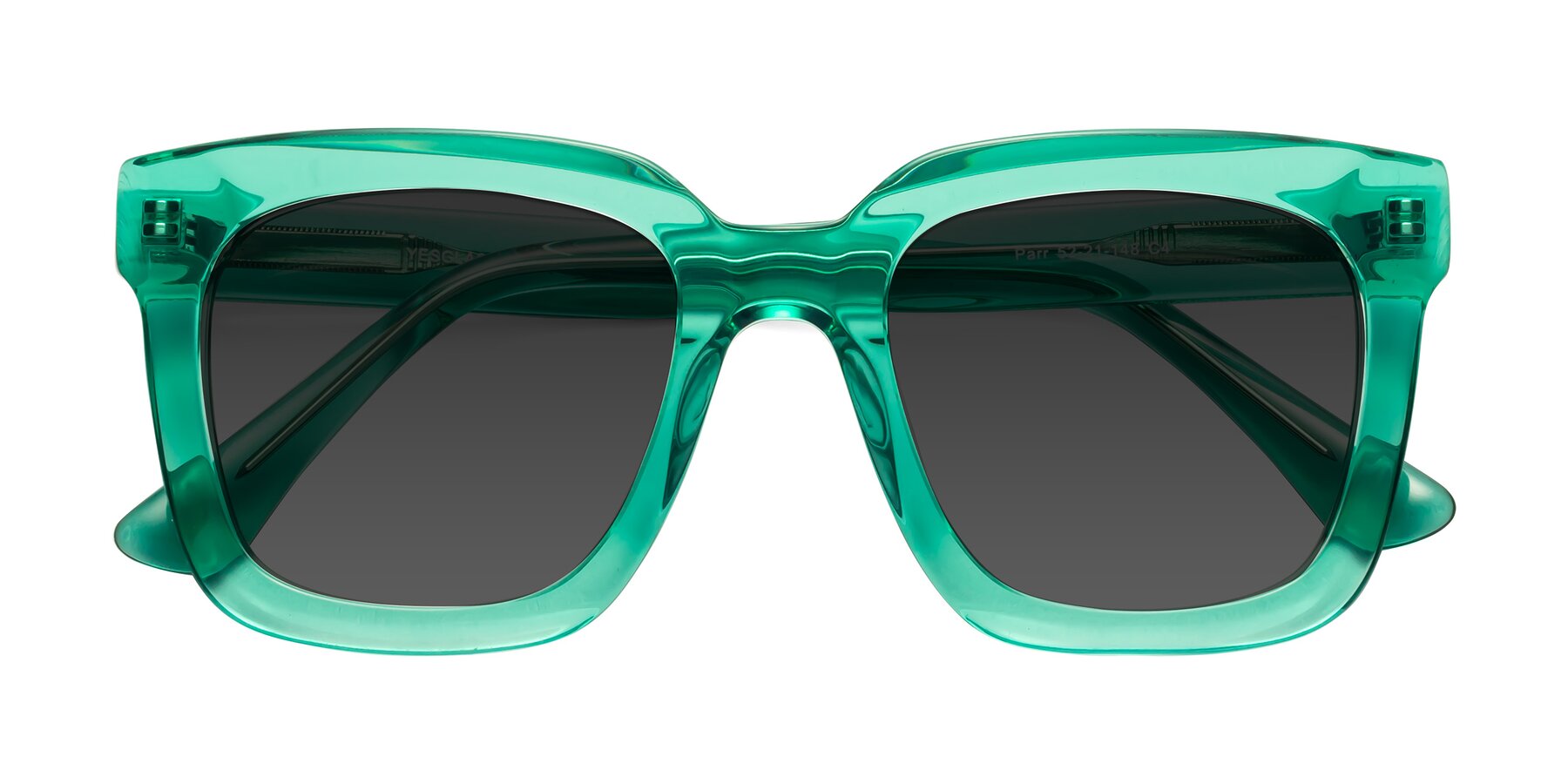 Folded Front of Parr in Green with Gray Tinted Lenses