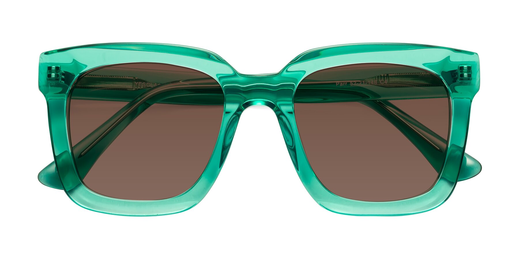 Folded Front of Parr in Green with Brown Tinted Lenses
