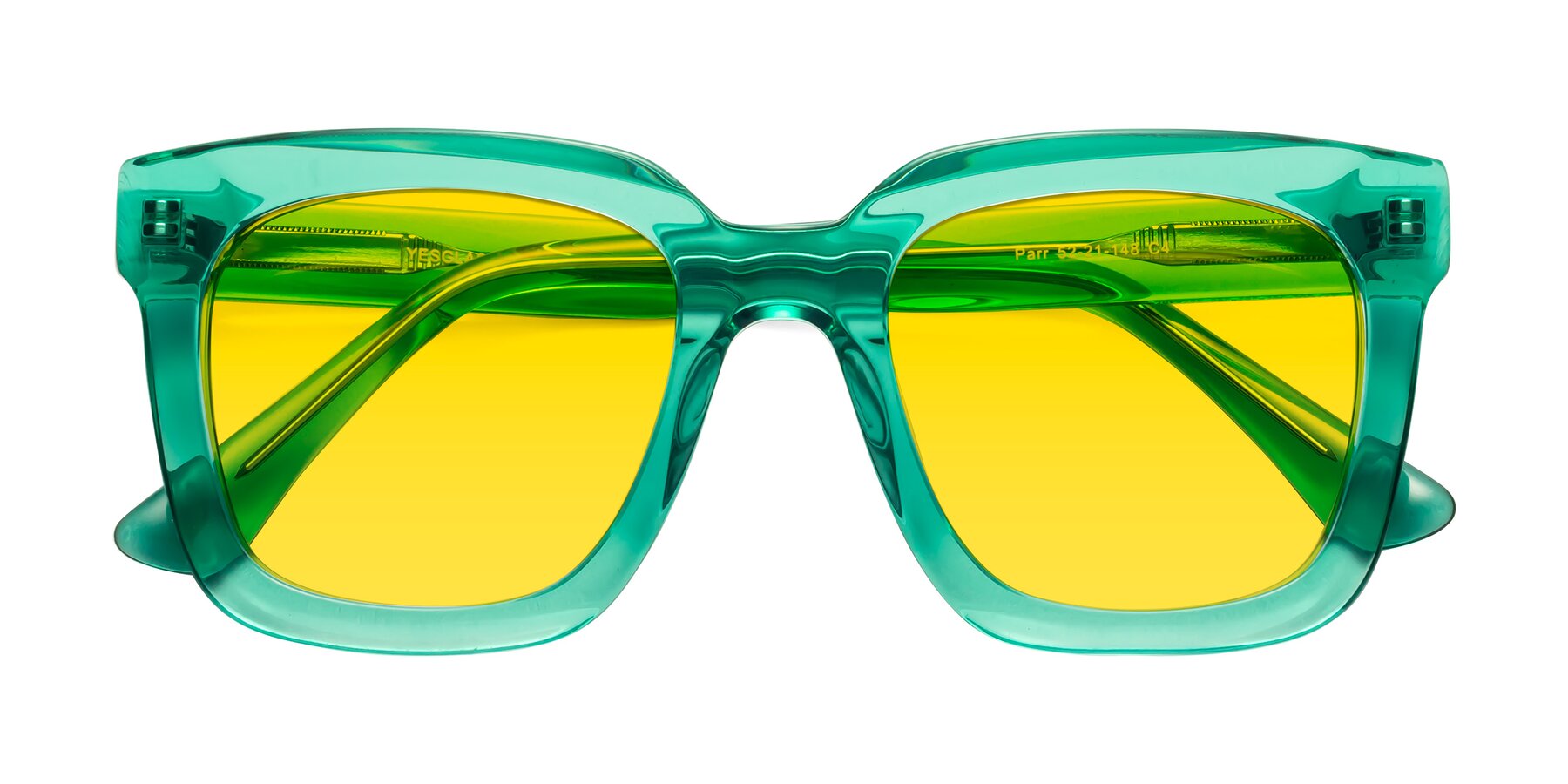 Folded Front of Parr in Green with Yellow Tinted Lenses