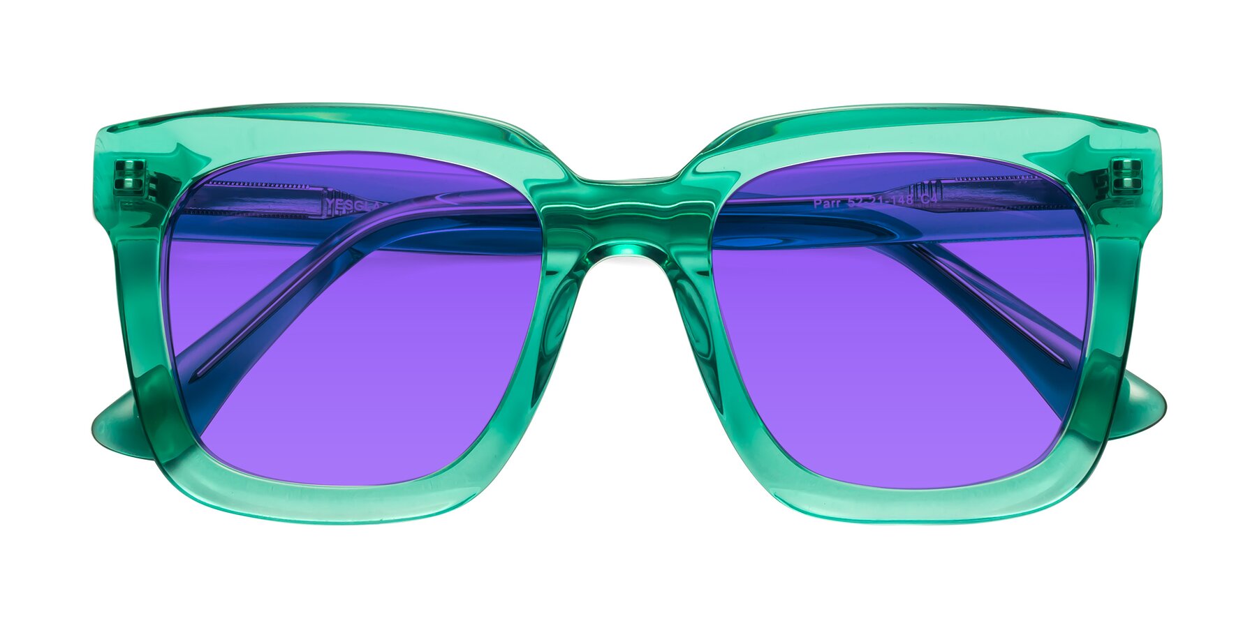 Folded Front of Parr in Green with Purple Tinted Lenses