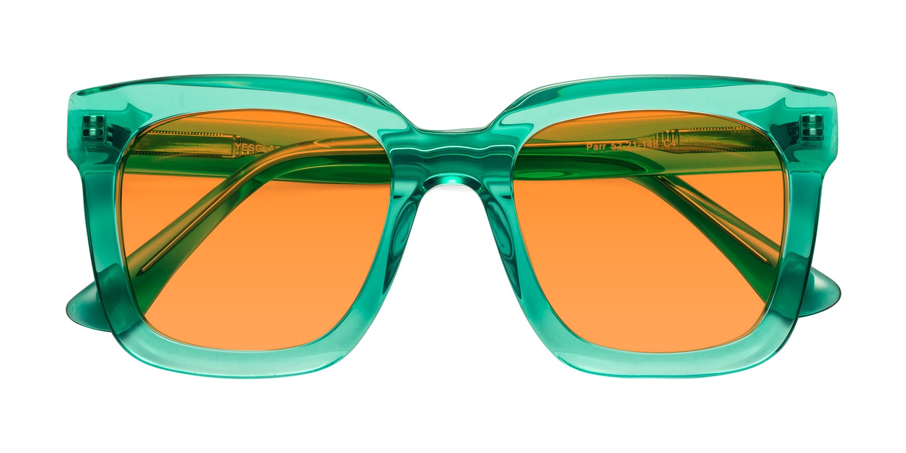 Folded Front of Parr in Green with Orange Tinted Lenses