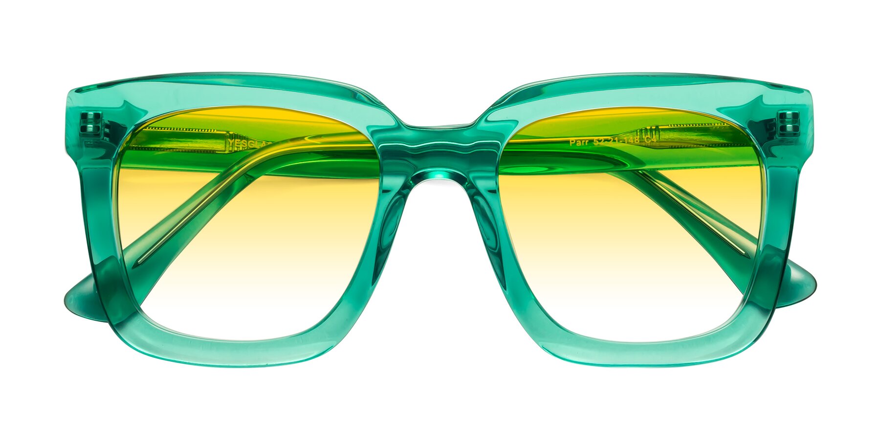 Folded Front of Parr in Green with Yellow Gradient Lenses