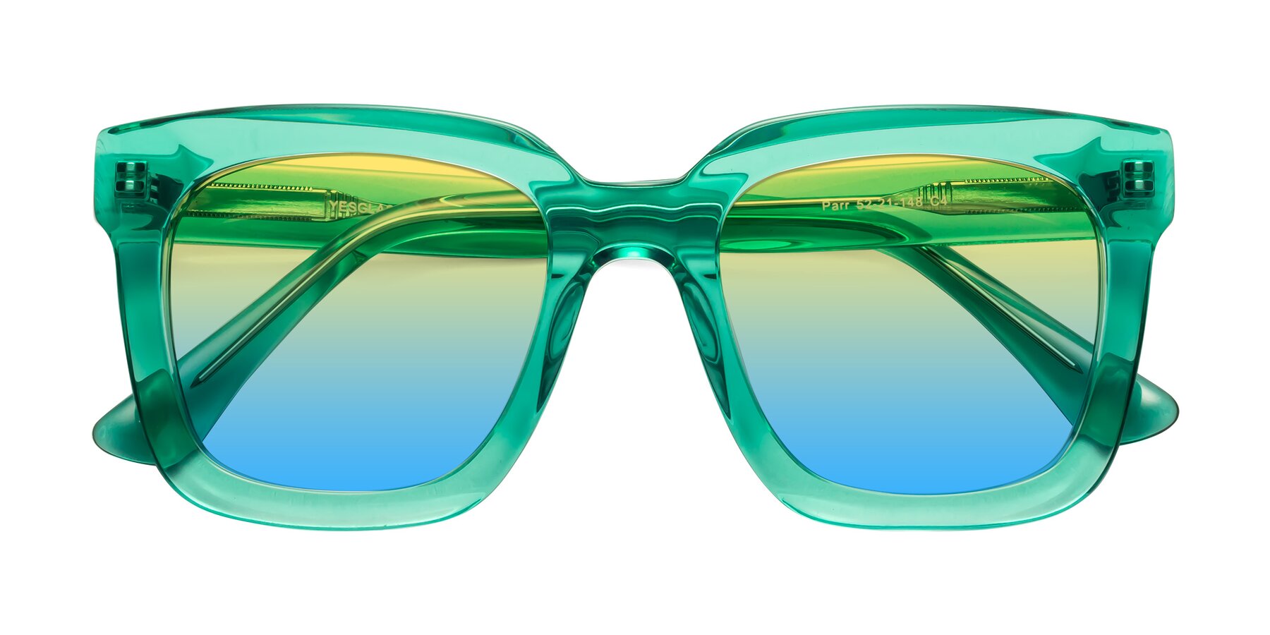 Folded Front of Parr in Green with Yellow / Blue Gradient Lenses
