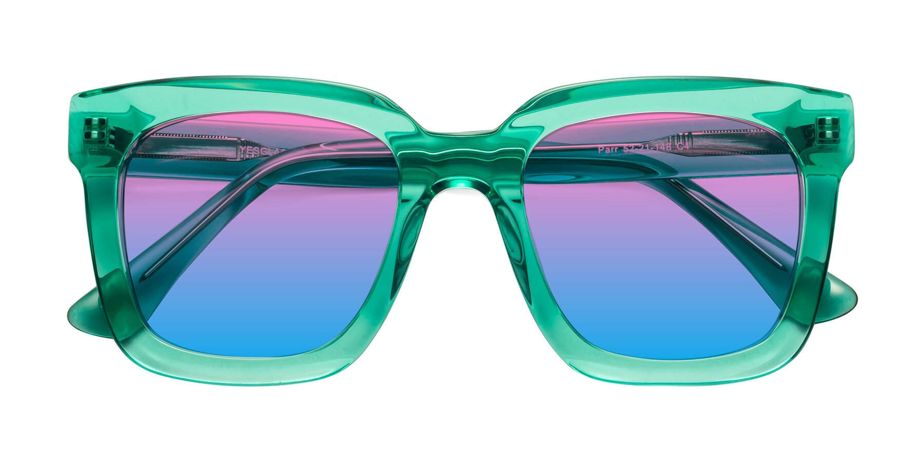 Folded Front of Parr in Green with Pink / Blue Gradient Lenses