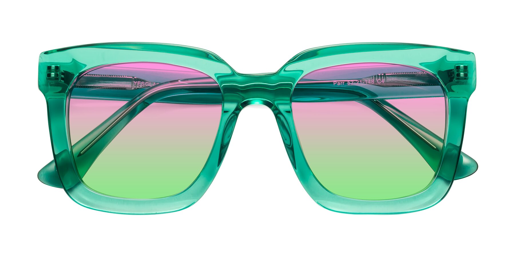 Folded Front of Parr in Green with Pink / Green Gradient Lenses