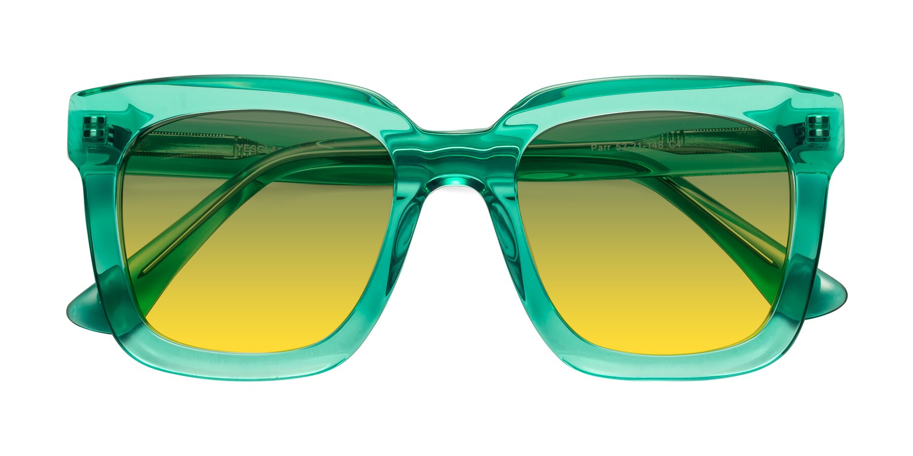 Folded Front of Parr in Green with Green / Yellow Gradient Lenses