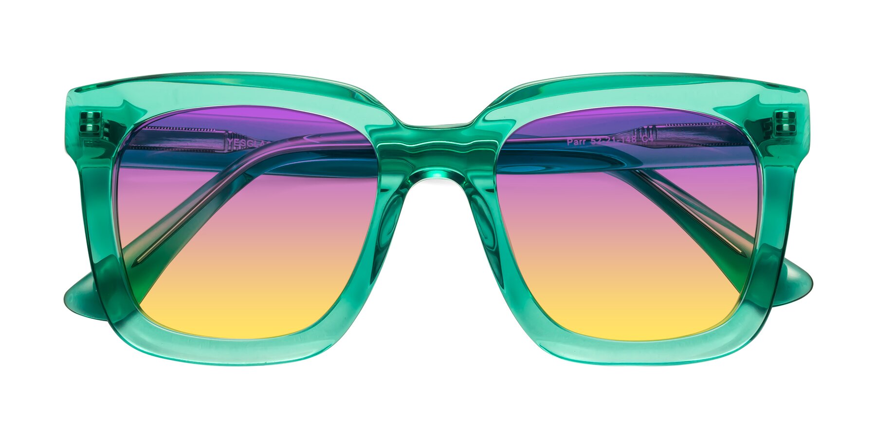 Folded Front of Parr in Green with Purple / Yellow Gradient Lenses