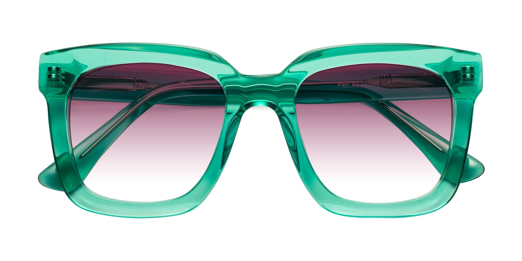 Folded Front of Parr in Green with Wine Gradient Lenses