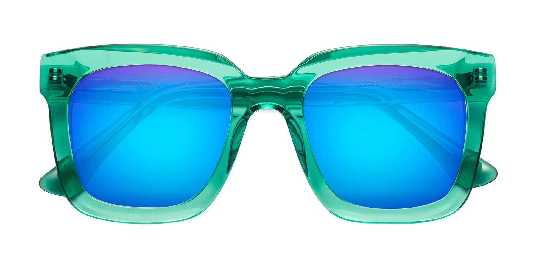 Folded Front of Parr in Green with Blue Mirrored Lenses