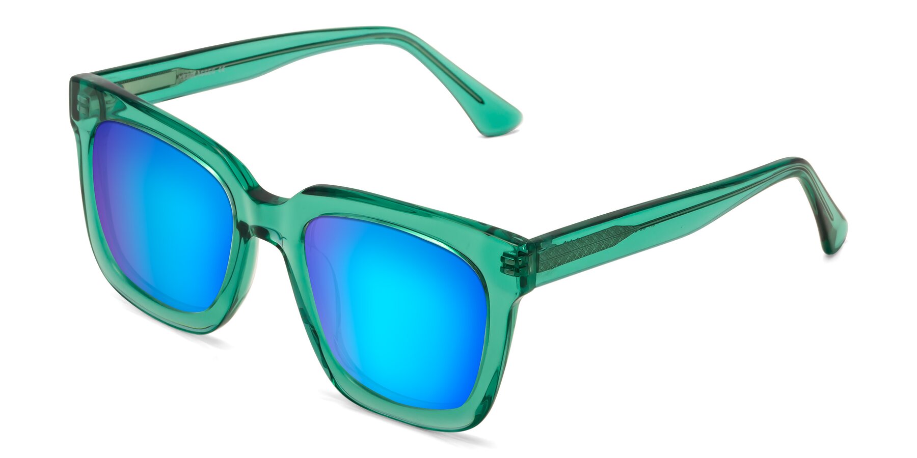 Angle of Parr in Green with Blue Mirrored Lenses