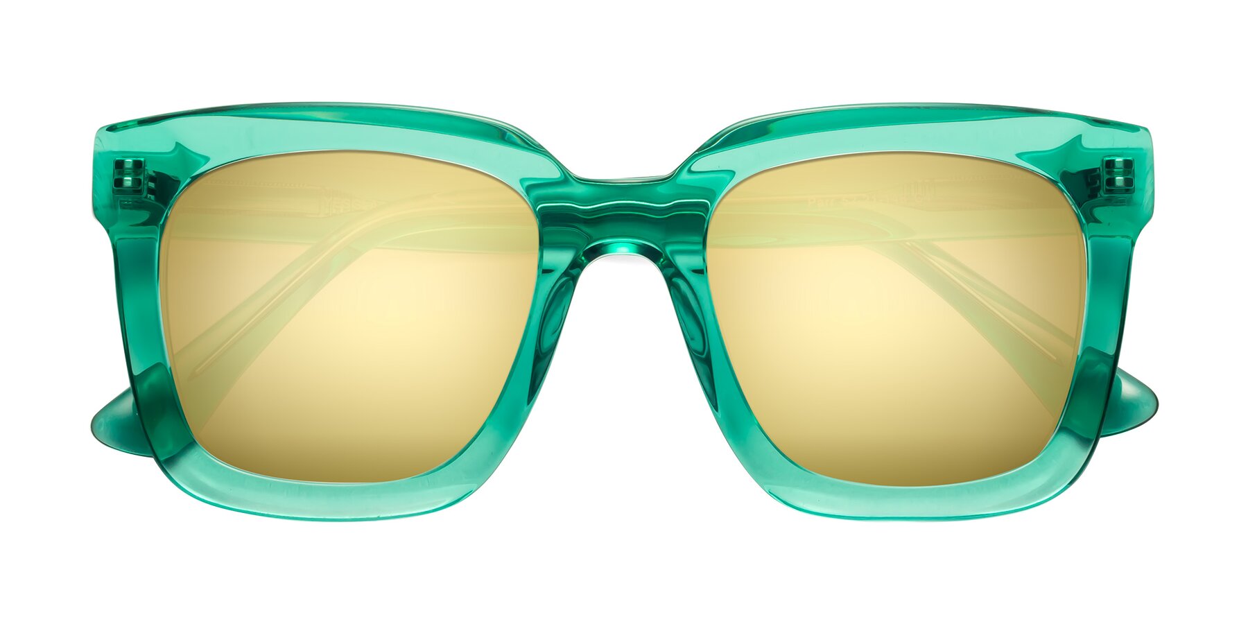 Folded Front of Parr in Green with Gold Mirrored Lenses