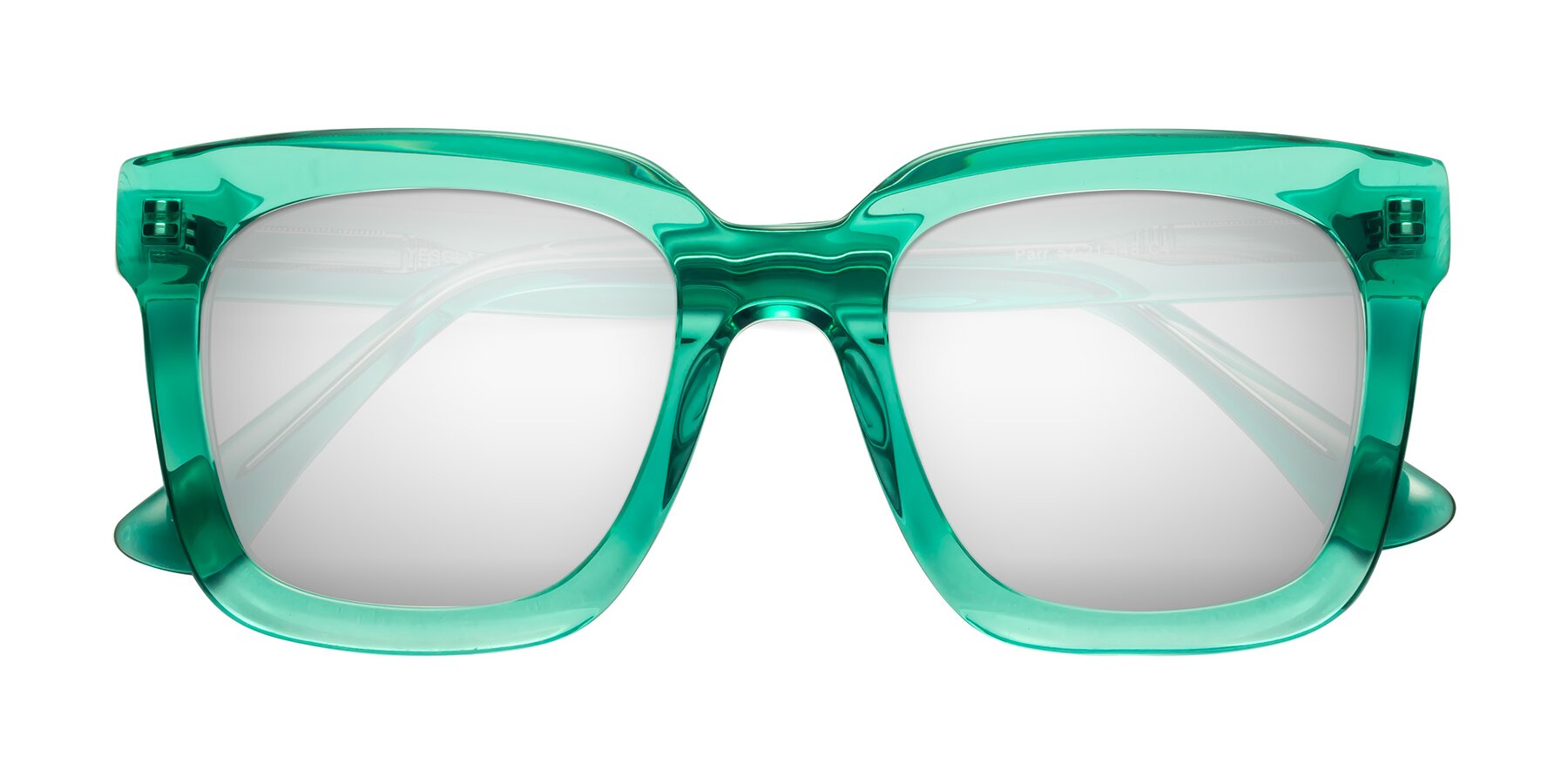 Folded Front of Parr in Green with Silver Mirrored Lenses