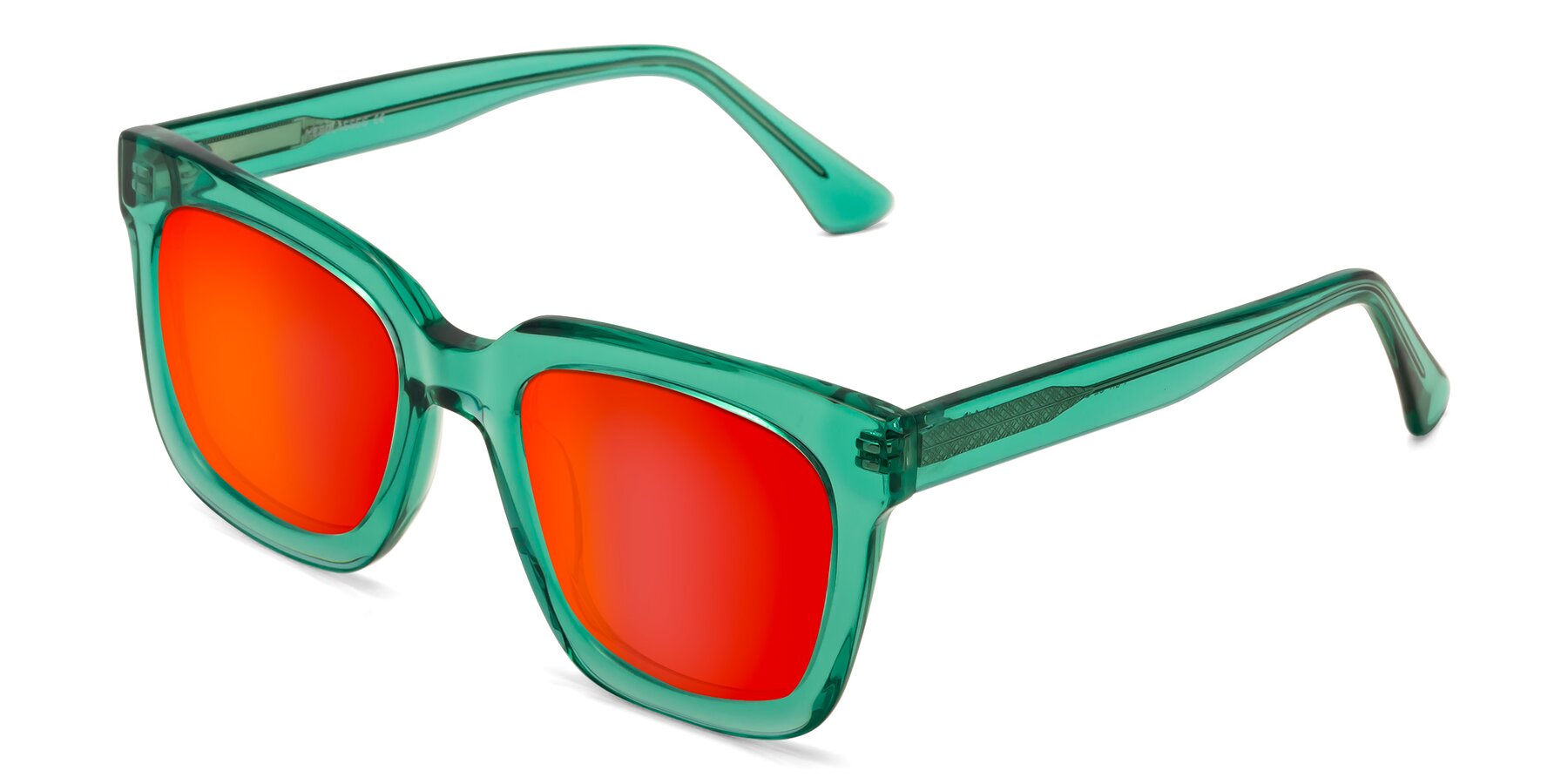 Angle of Parr in Green with Red Gold Mirrored Lenses