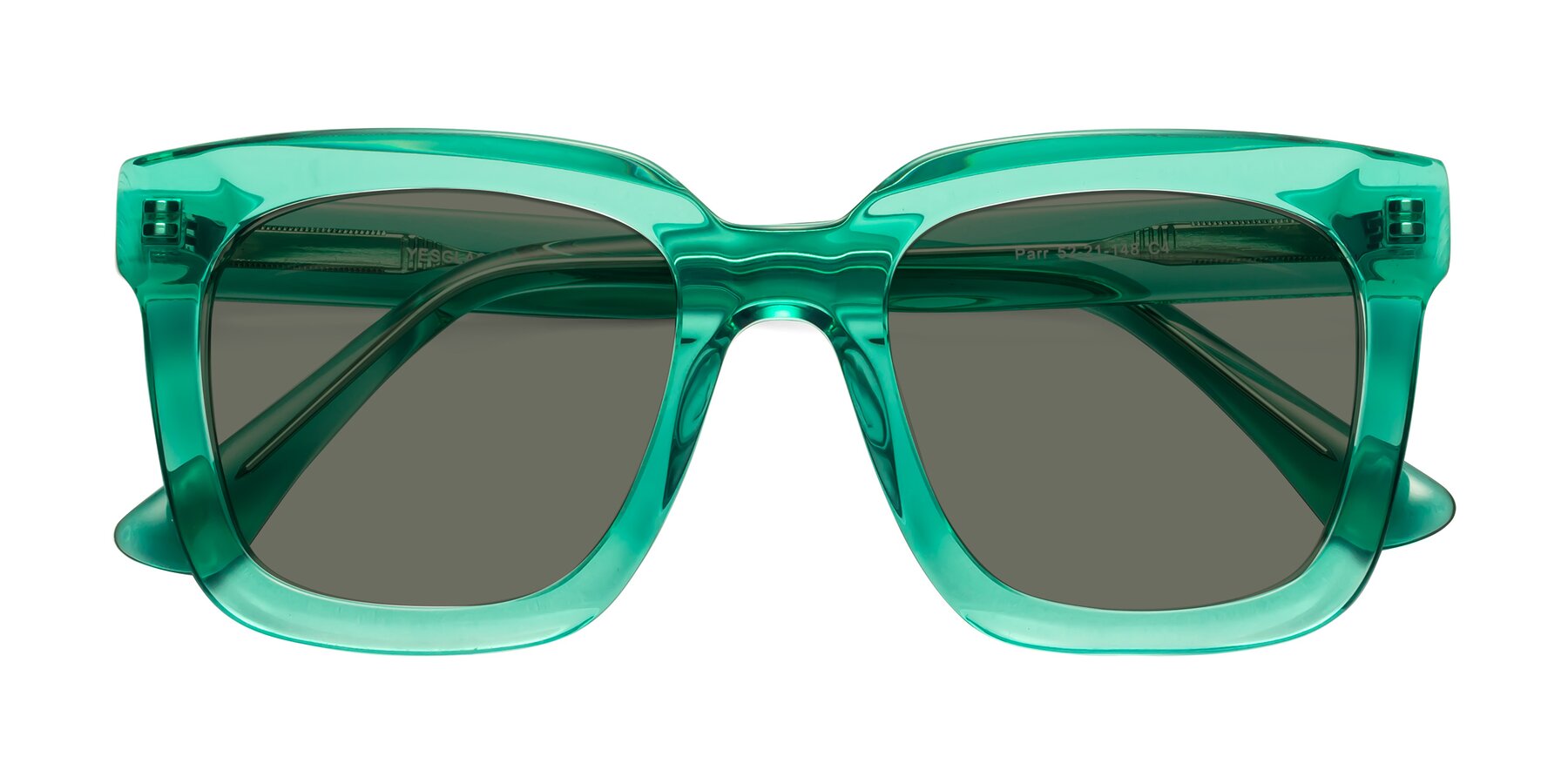 Folded Front of Parr in Green with Gray Polarized Lenses