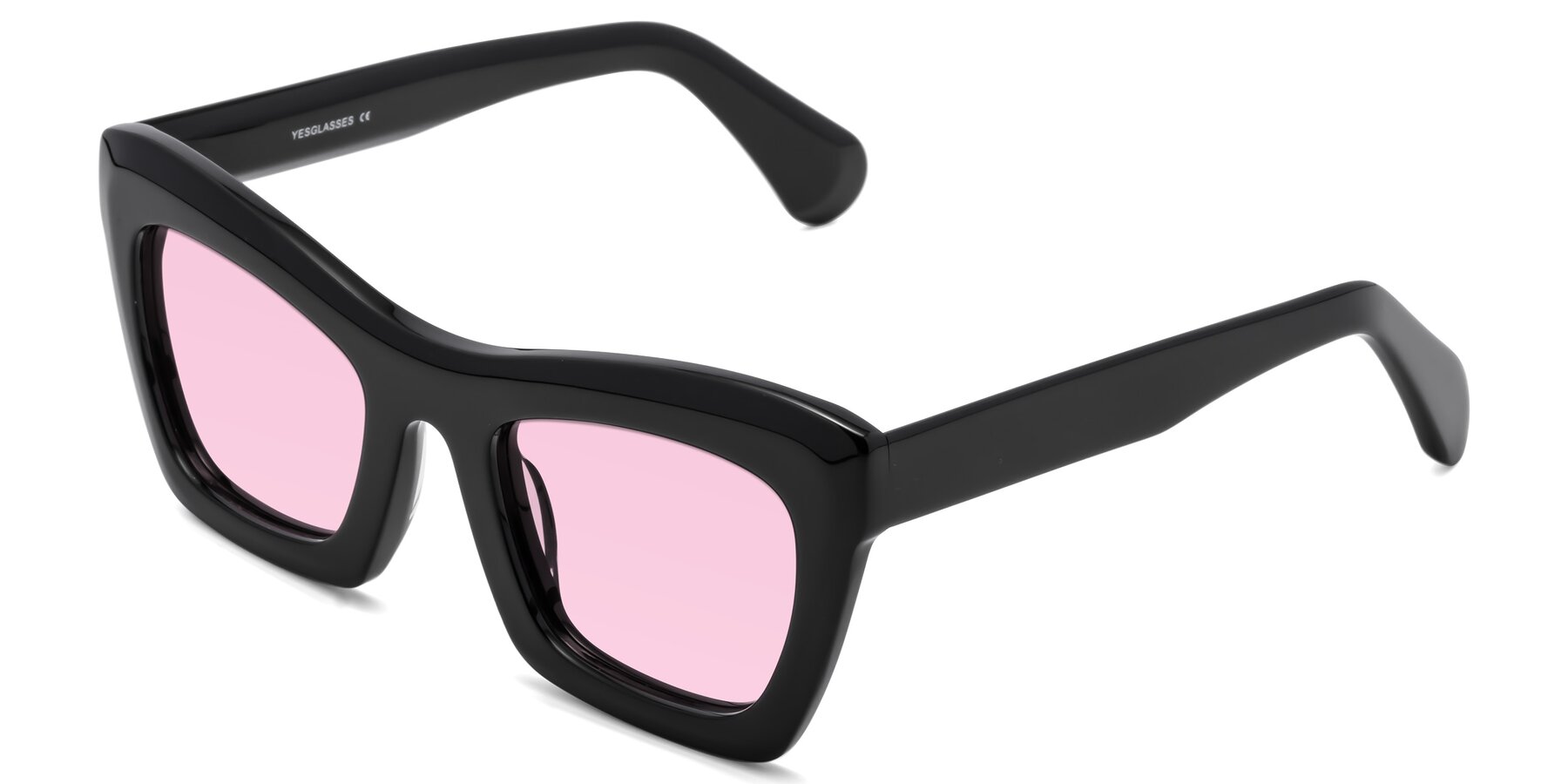 Angle of Randi in Black with Light Pink Tinted Lenses