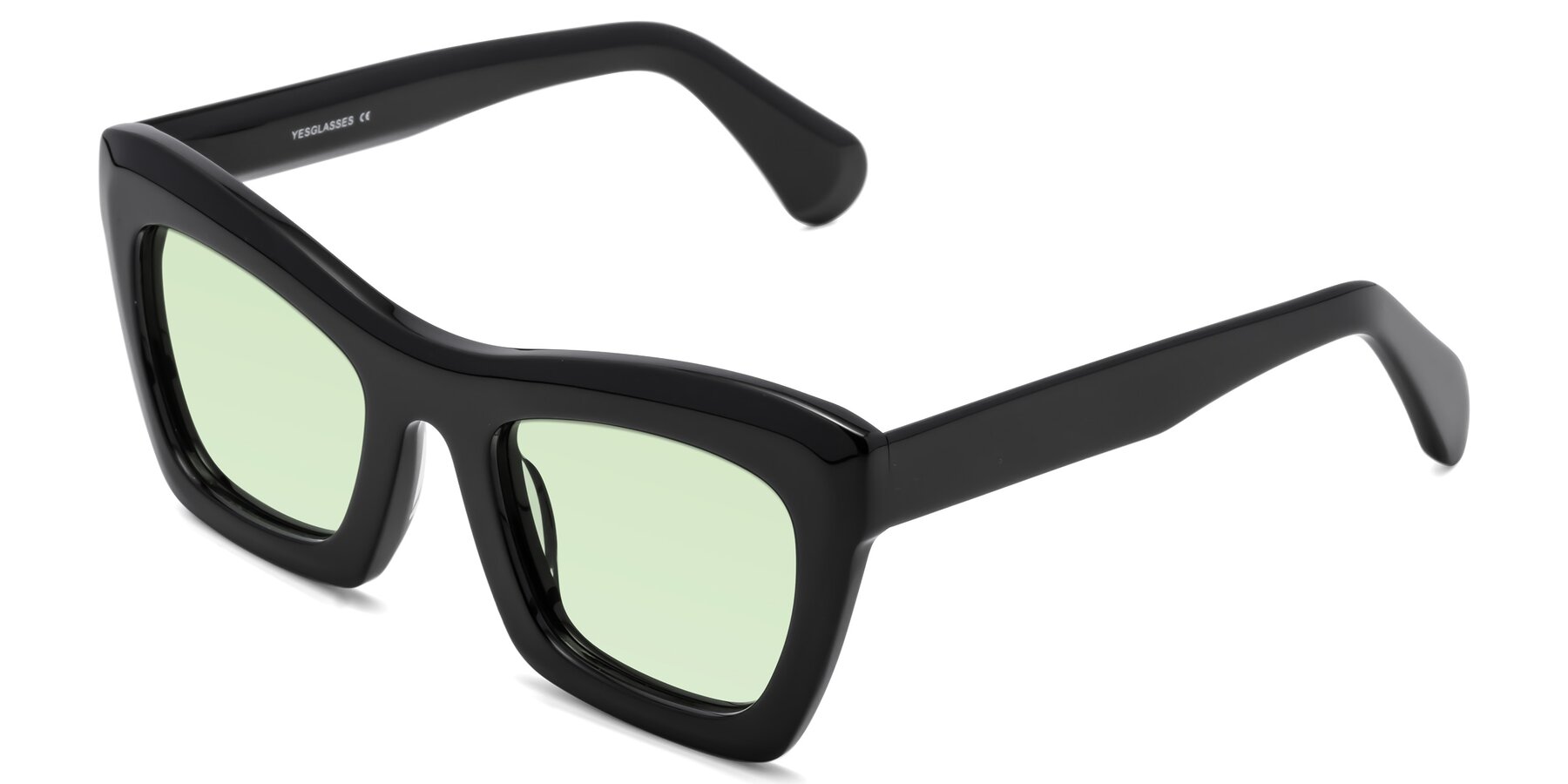 Angle of Randi in Black with Light Green Tinted Lenses