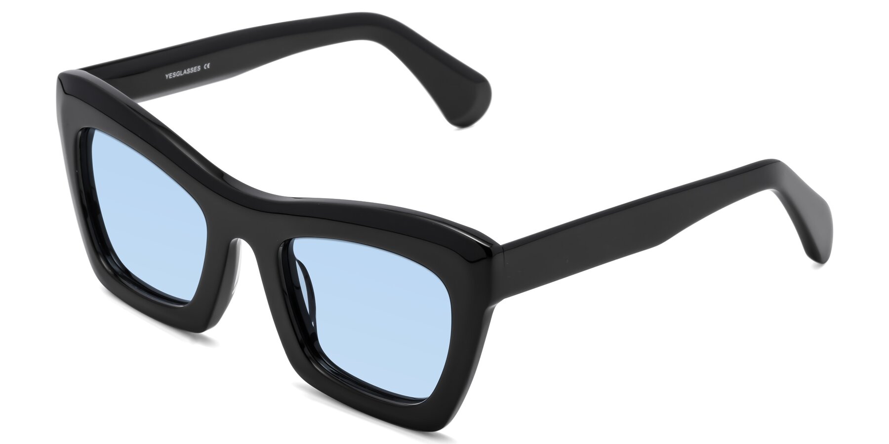 Angle of Randi in Black with Light Blue Tinted Lenses